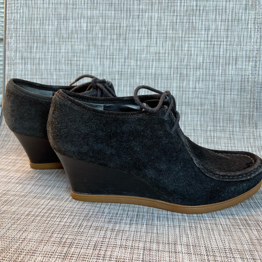 Lauren Ralph Lauren Black Lace Up Wedge Boots